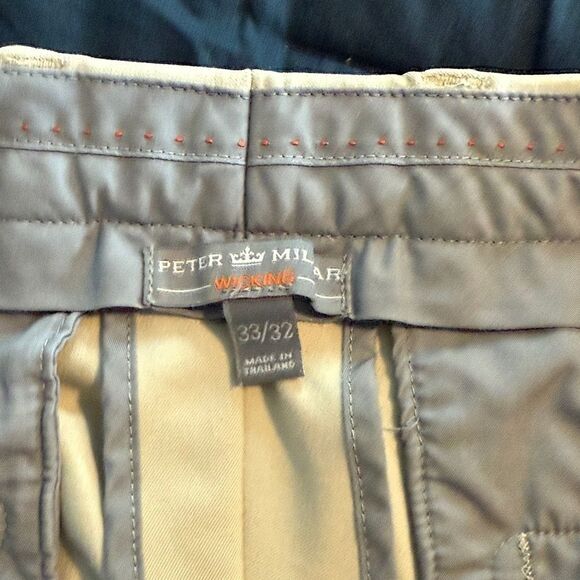 PETER MILLAR PERFORMANCE ATHLETIC GOLF CHINO PANTS BEIGE TAN SIZE 33 W / 32 L - Picture 6 of 10